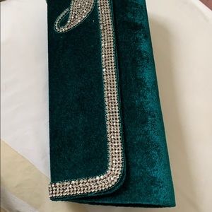 Green velvet clutch